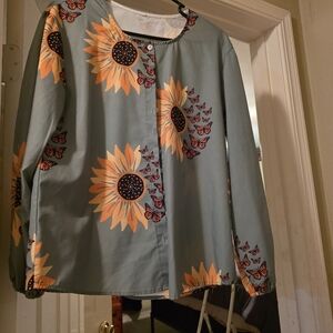 Sunflower and Butterfly Print Blouse